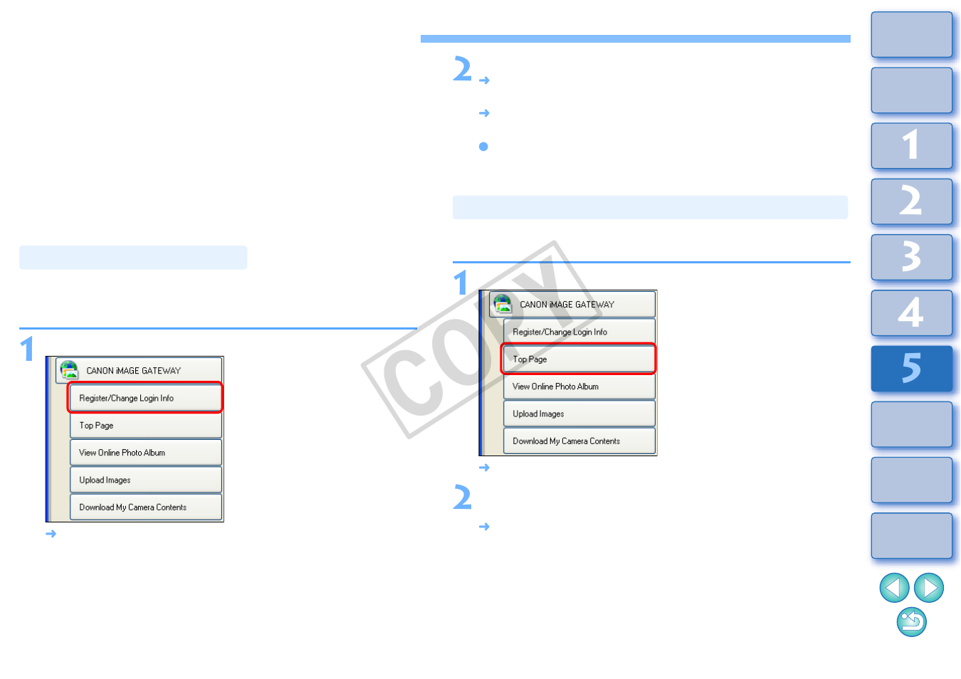 Using canon image gateway, Membership registration, Gateway | Cop y | Canon XT User Manual | Page 78 / 93