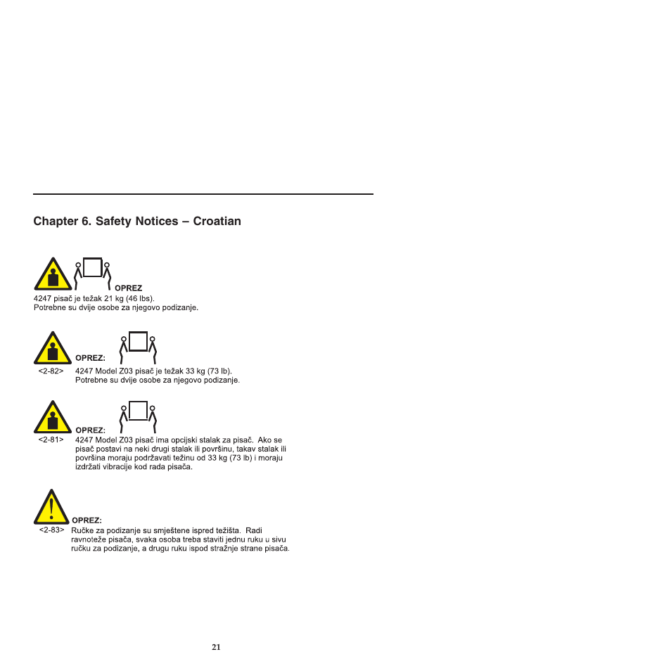 Chapter 6 safety notices -croatian, Chapter 6. safety notices – croatian | Compuprint 4247-L03 Safety Information User Manual | Page 25 / 122