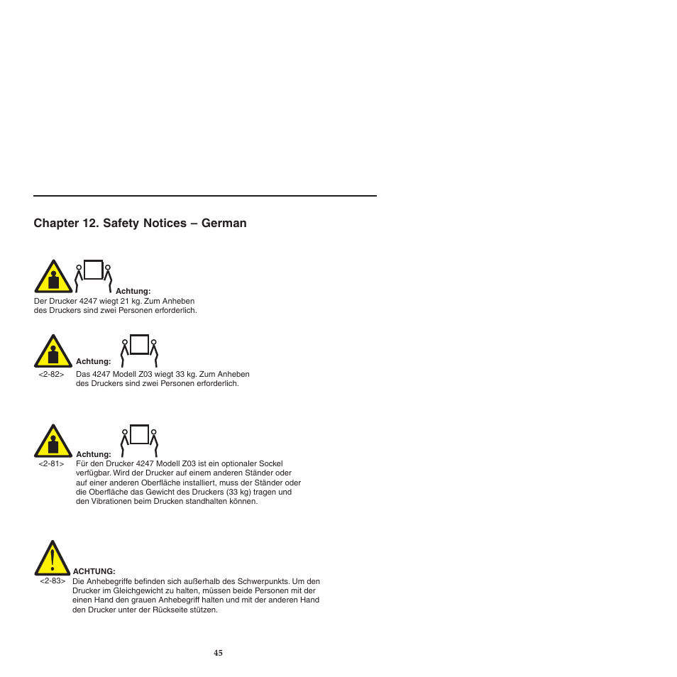 Chapter 12 safety notices -german, Chapter 12. safety notices – german | Compuprint 4247-L03 Safety Information User Manual | Page 49 / 122