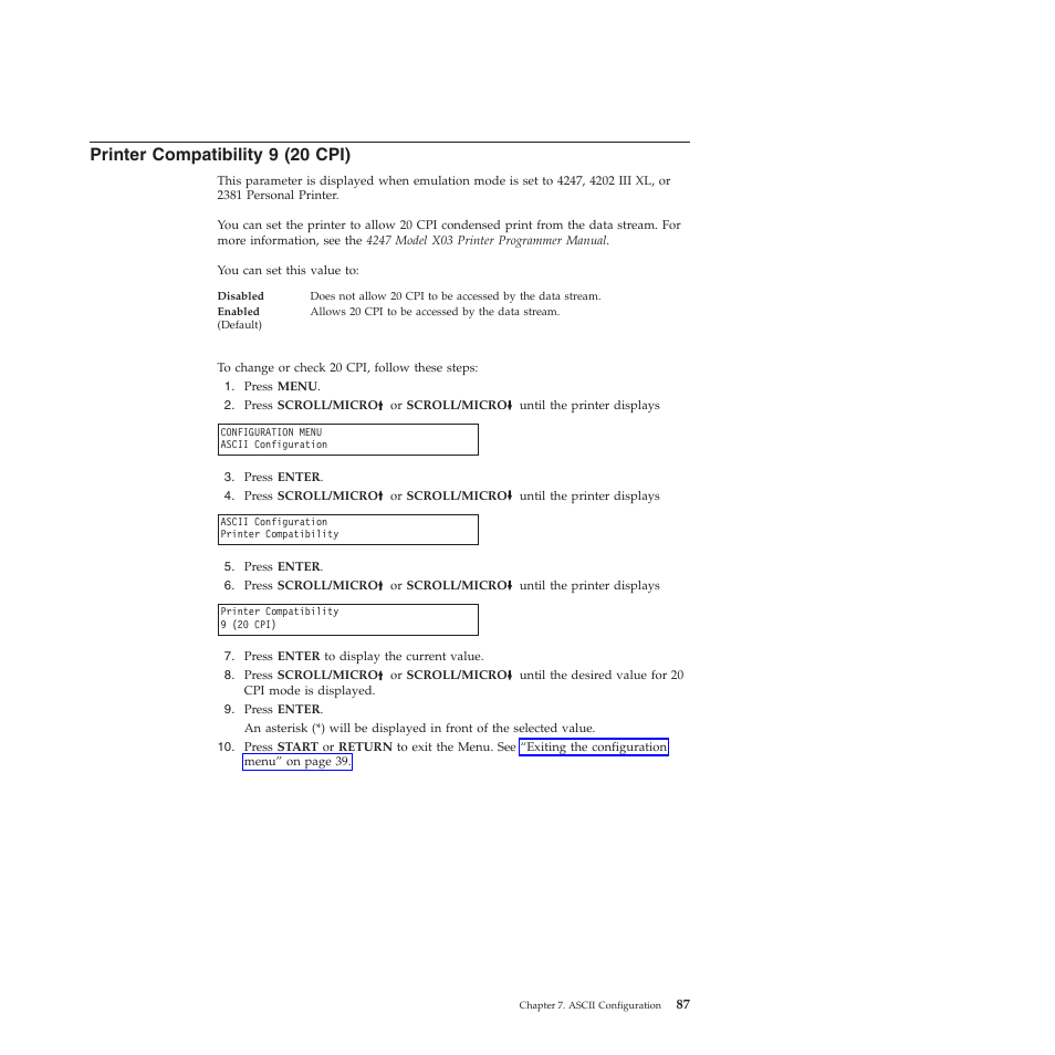 Printer compatibility 9 (20 cpi) | Compuprint 4247-Z03 User Manual | Page 103 / 204