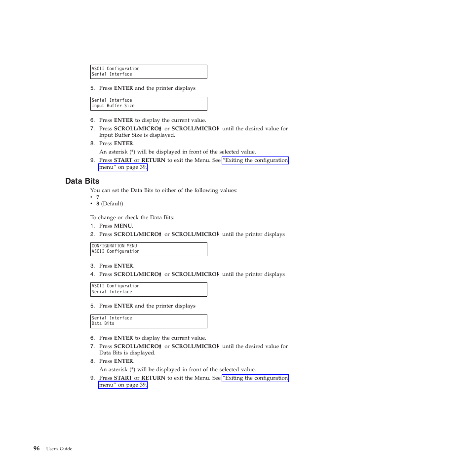 Data bits | Compuprint 4247-Z03 User Manual | Page 112 / 204