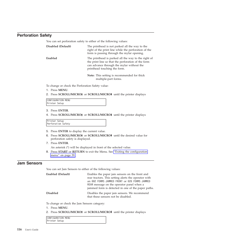 Perforation safety, Jam sensors | Compuprint 4247-Z03 User Manual | Page 132 / 204