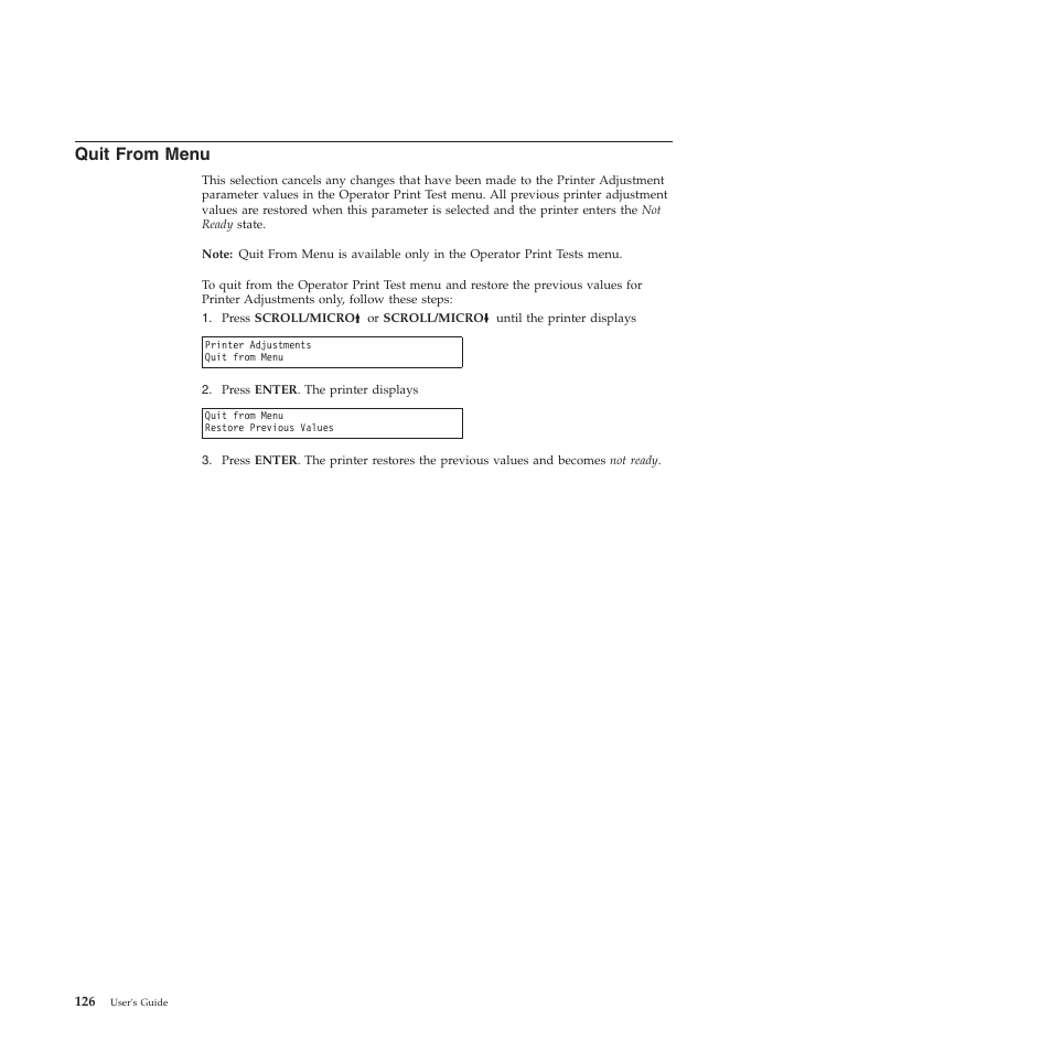 Quit from menu | Compuprint 4247-Z03 User Manual | Page 142 / 204