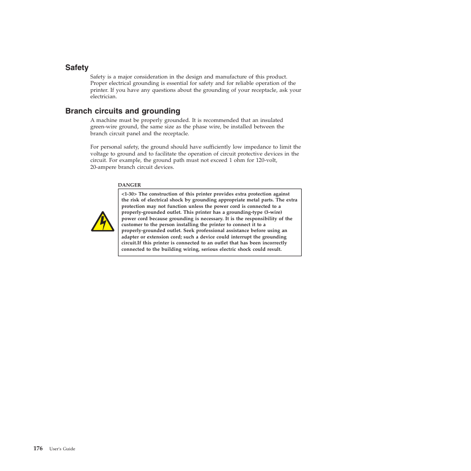 Safety, Branch circuits and grounding | Compuprint 4247-Z03 User Manual | Page 192 / 204