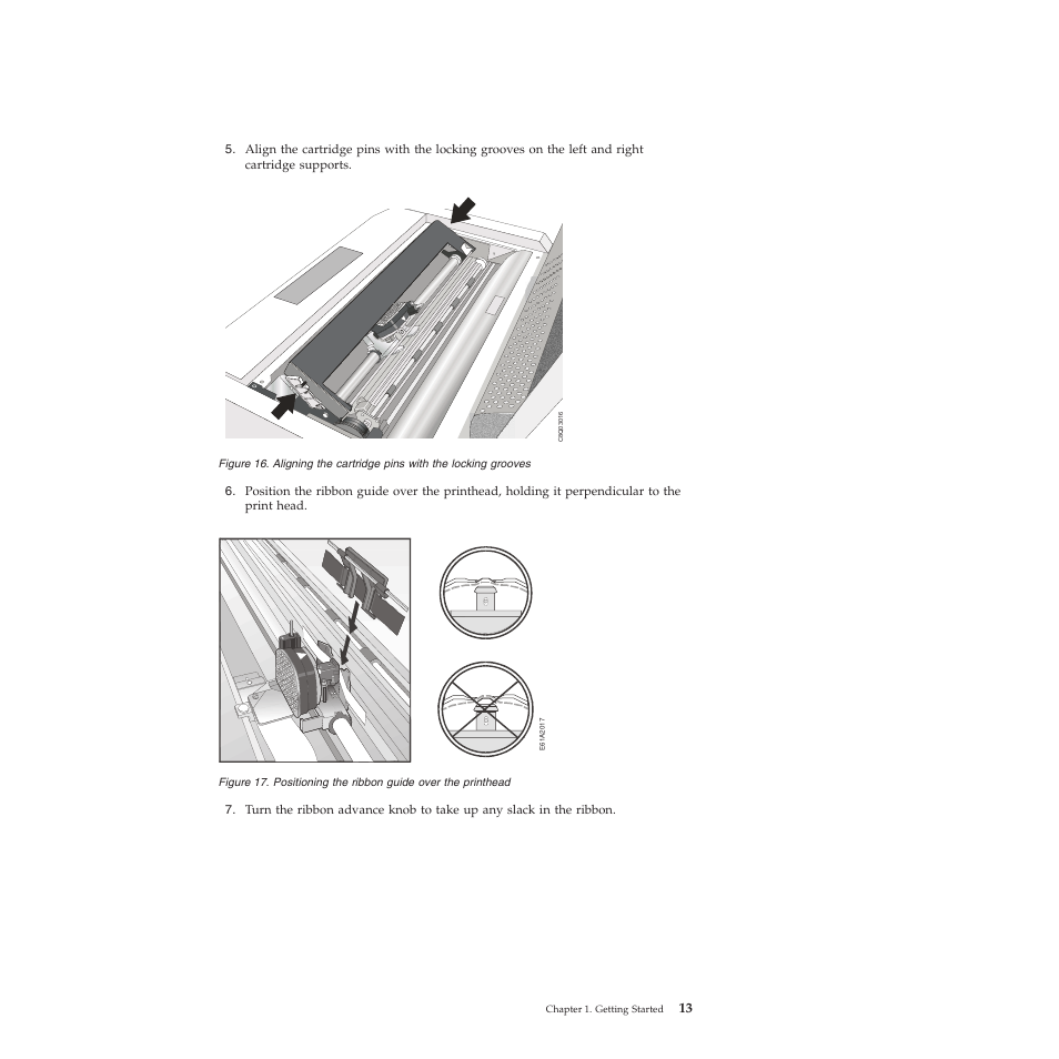 Positioning the ribbon guide over the printhead | Compuprint 4247-Z03 User Manual | Page 29 / 204