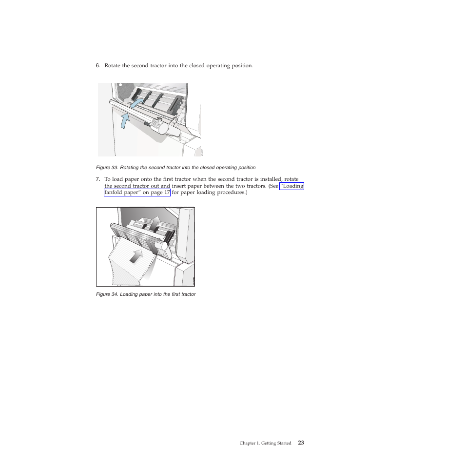 Loading paper into the first tractor | Compuprint 4247-Z03 User Manual | Page 39 / 204