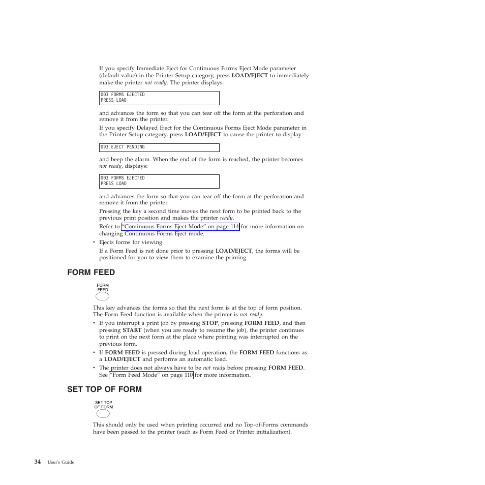 Form feed, Set top of form | Compuprint 4247-Z03 User Manual | Page 50 / 204