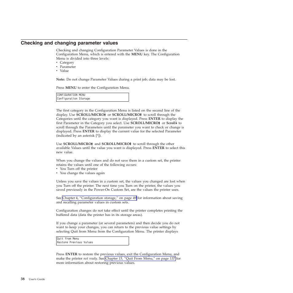 Checking and changing parameter values | Compuprint 4247-Z03 User Manual | Page 54 / 204