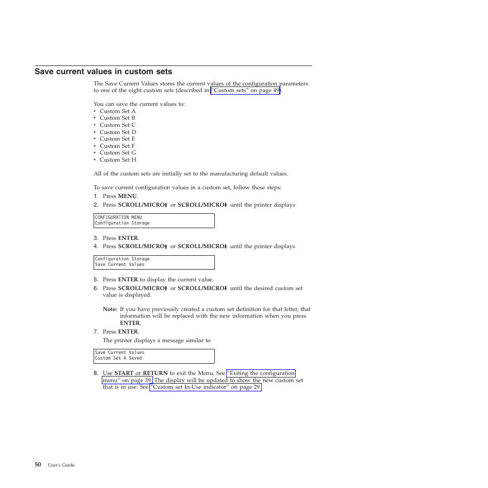 Save current values in custom sets | Compuprint 4247-Z03 User Manual | Page 66 / 204