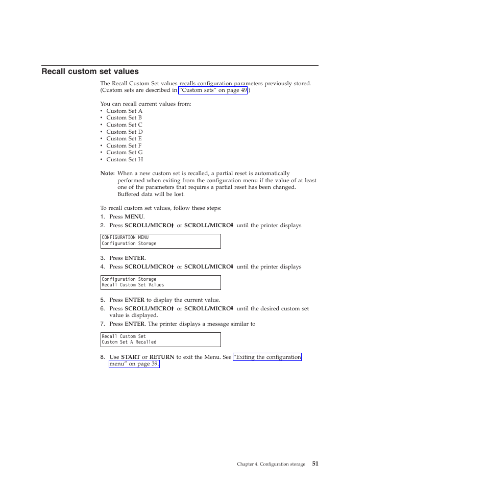 Recall custom set values | Compuprint 4247-Z03 User Manual | Page 67 / 204