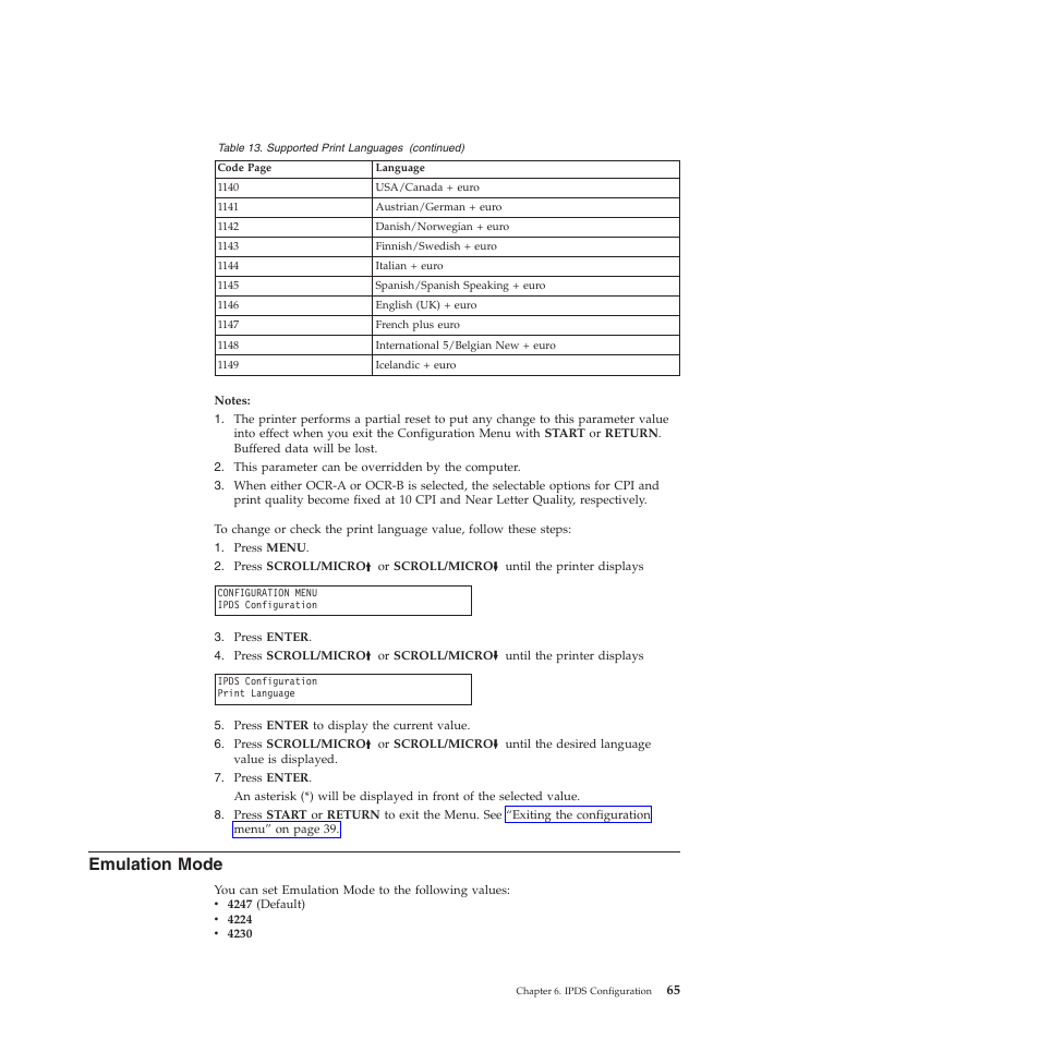 Emulation mode | Compuprint 4247-Z03 User Manual | Page 81 / 204