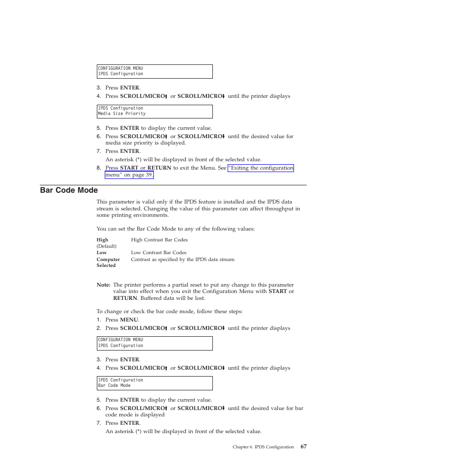 Bar code mode | Compuprint 4247-Z03 User Manual | Page 83 / 204