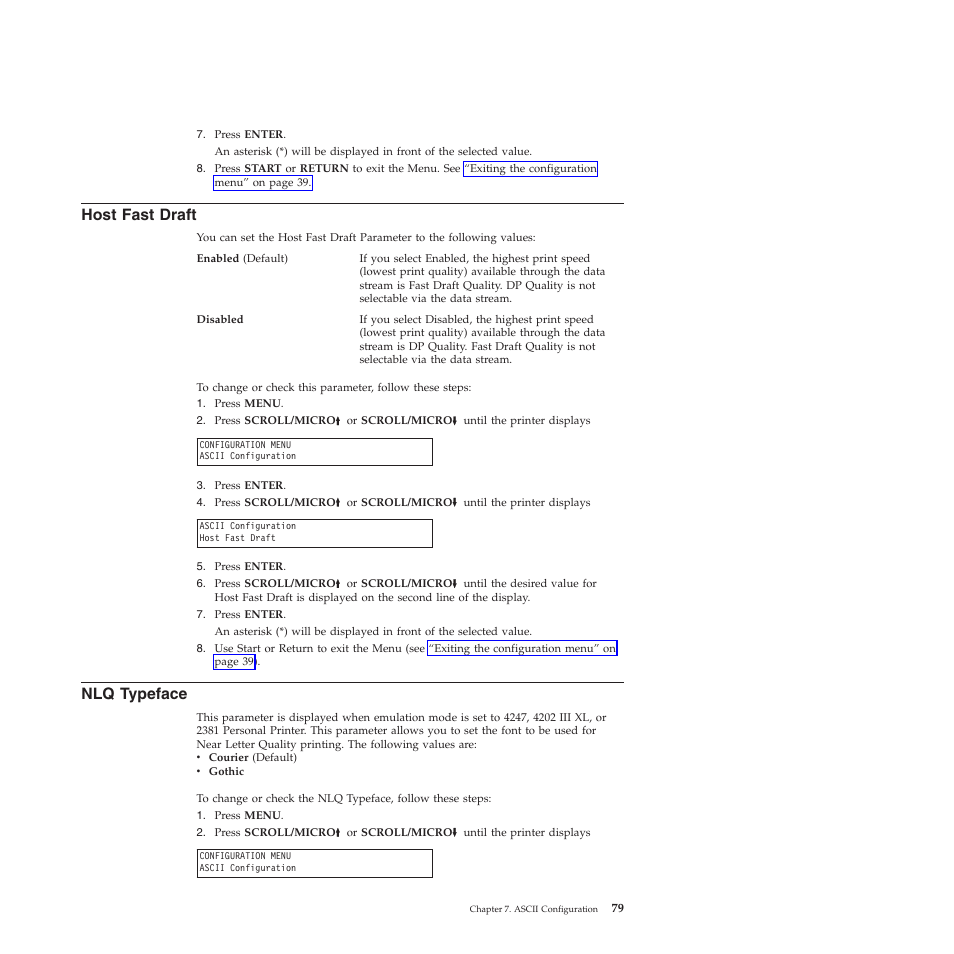 Host fast draft, Nlq typeface | Compuprint 4247-Z03 User Manual | Page 95 / 204