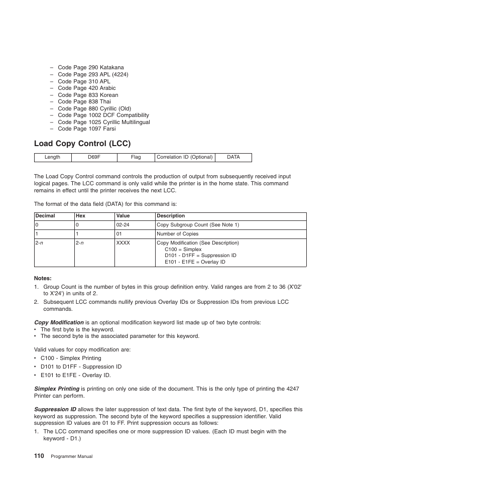 Load copy control (lcc) | Compuprint 4247-Z03 Programmer Manual User Manual | Page 130 / 380