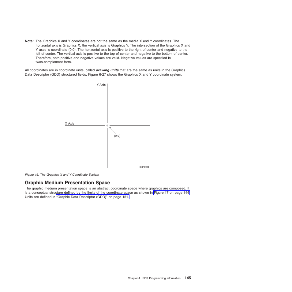 Graphic medium presentation space, The graphics x and y coordinate system | Compuprint 4247-Z03 Programmer Manual User Manual | Page 165 / 380