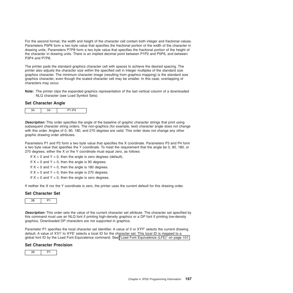 Set character angle, Set character set, Set character precision | Compuprint 4247-Z03 Programmer Manual User Manual | Page 187 / 380