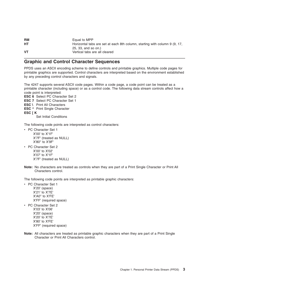 Graphic and control character sequences | Compuprint 4247-Z03 Programmer Manual User Manual | Page 23 / 380