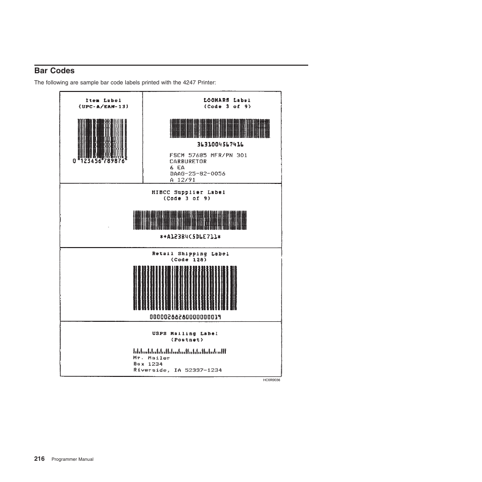 Bar codes | Compuprint 4247-Z03 Programmer Manual User Manual | Page 236 / 380