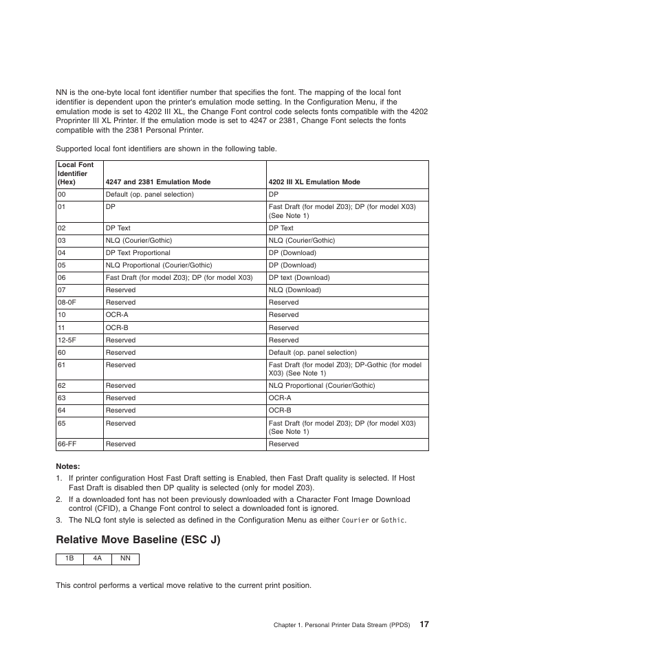 Relative move baseline (esc j) | Compuprint 4247-Z03 Programmer Manual User Manual | Page 37 / 380