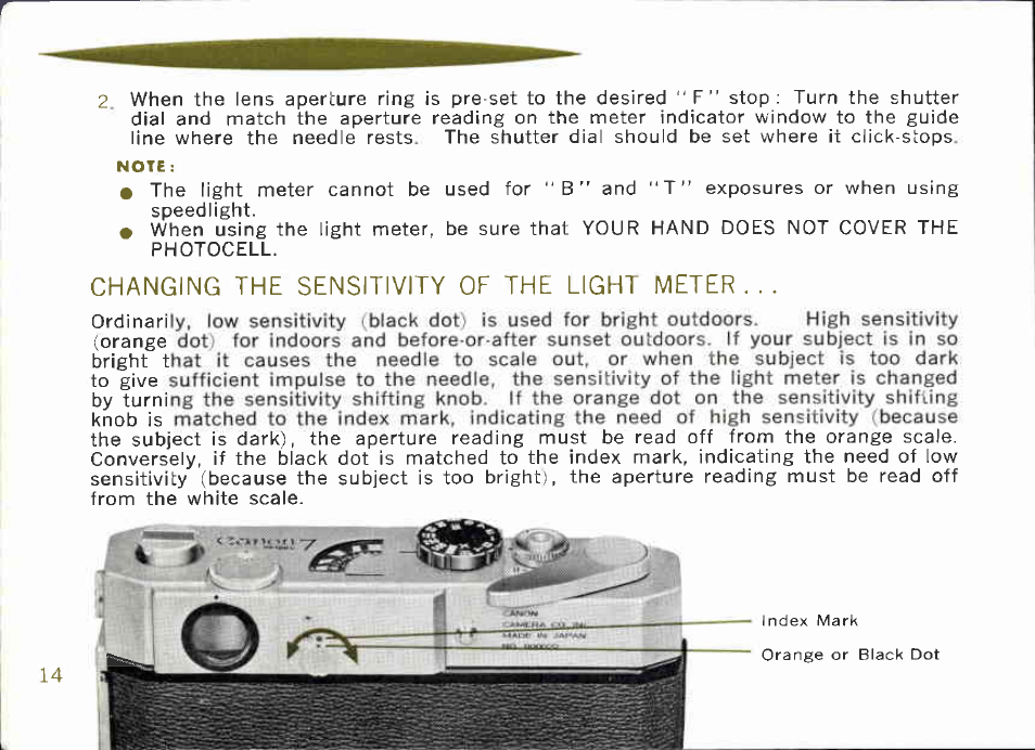 Exposure setting | Canon Model 7 User Manual | Page 14 / 48