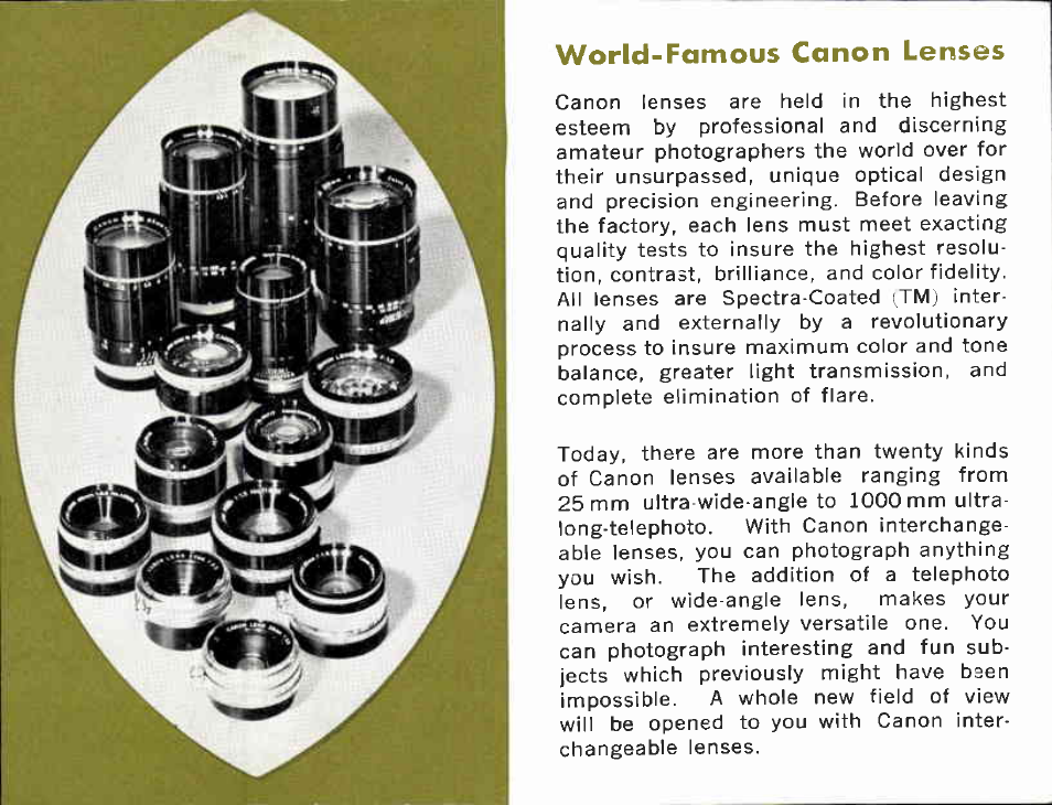 Special care of lenses, Changing lens | Canon Model 7 User Manual | Page 34 / 48