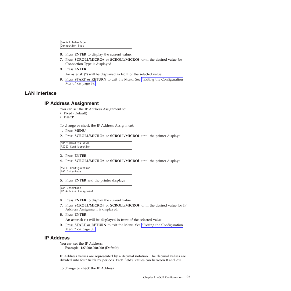 Lan interface, Ip address assignment, Ip address | Lan interface ip address assignment | Compuprint 4247-X03 User Manual | Page 109 / 200
