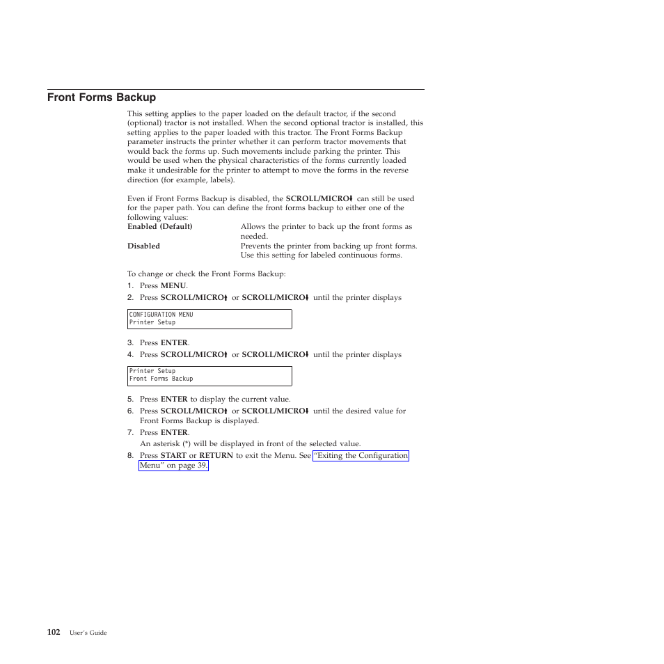 Front forms backup | Compuprint 4247-X03 User Manual | Page 118 / 200