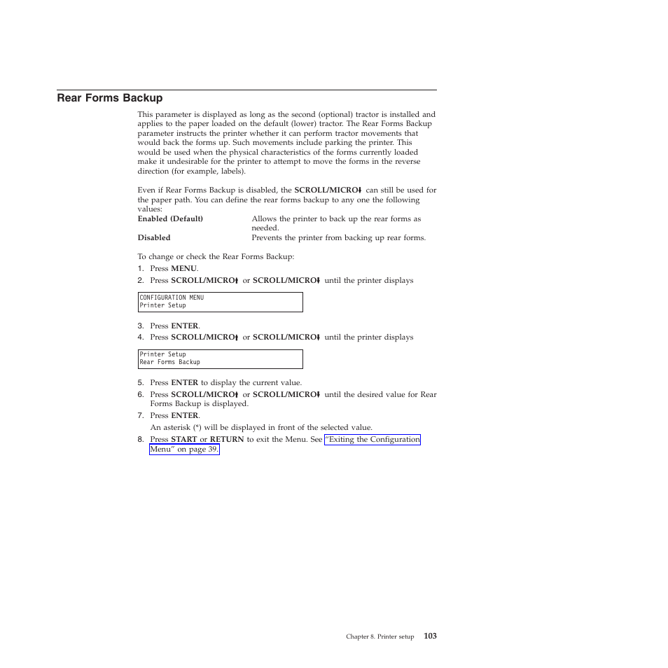 Rear forms backup | Compuprint 4247-X03 User Manual | Page 119 / 200