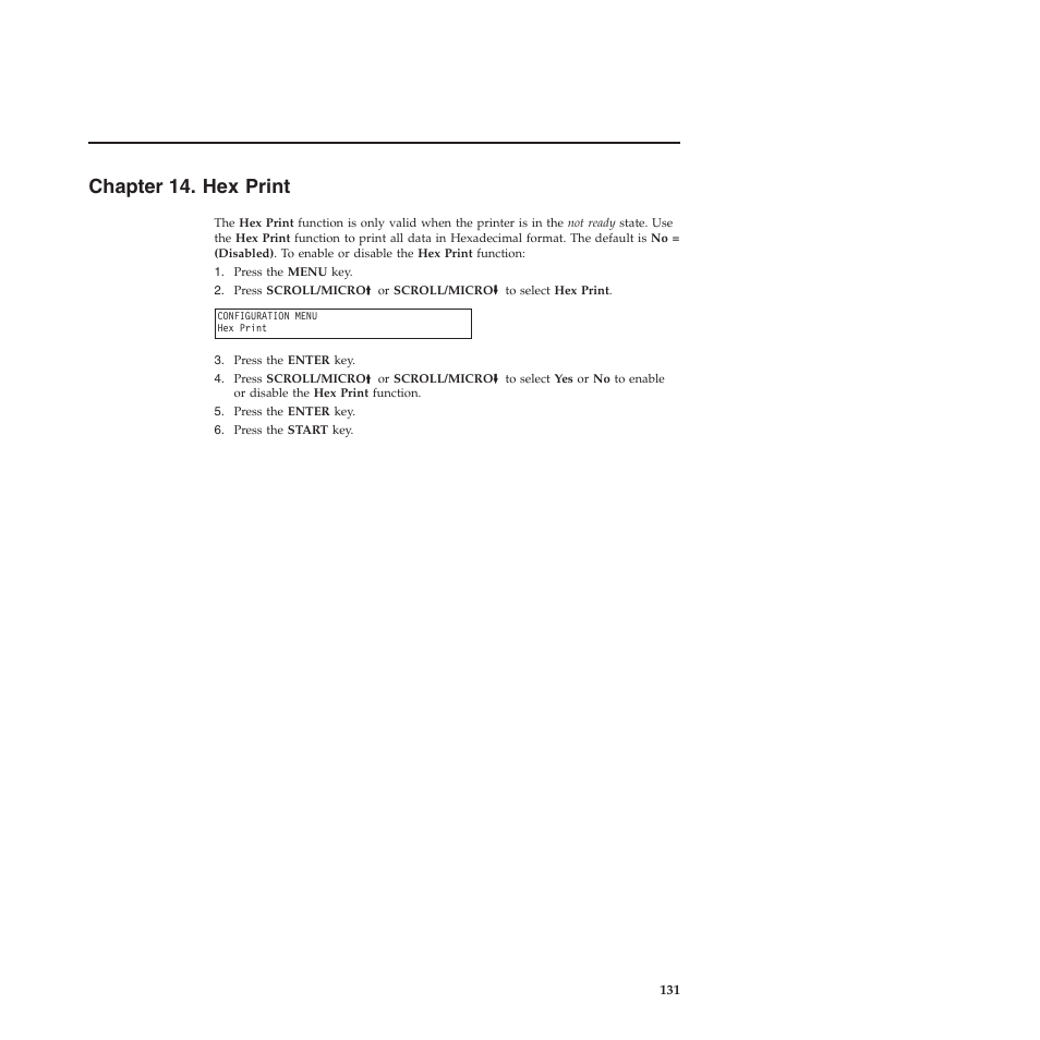 Chapter 14. hex print, Chapter 14, “hex print | Compuprint 4247-X03 User Manual | Page 147 / 200