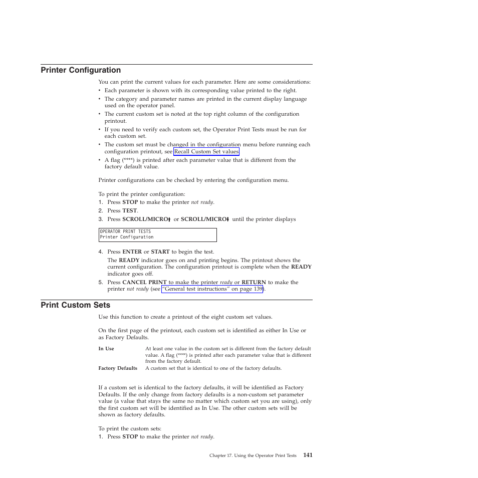 Printer configuration, Print custom sets | Compuprint 4247-X03 User Manual | Page 157 / 200