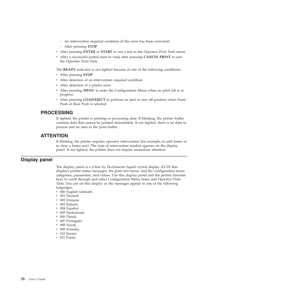 Processing, Attention, Display panel | Compuprint 4247-X03 User Manual | Page 44 / 200