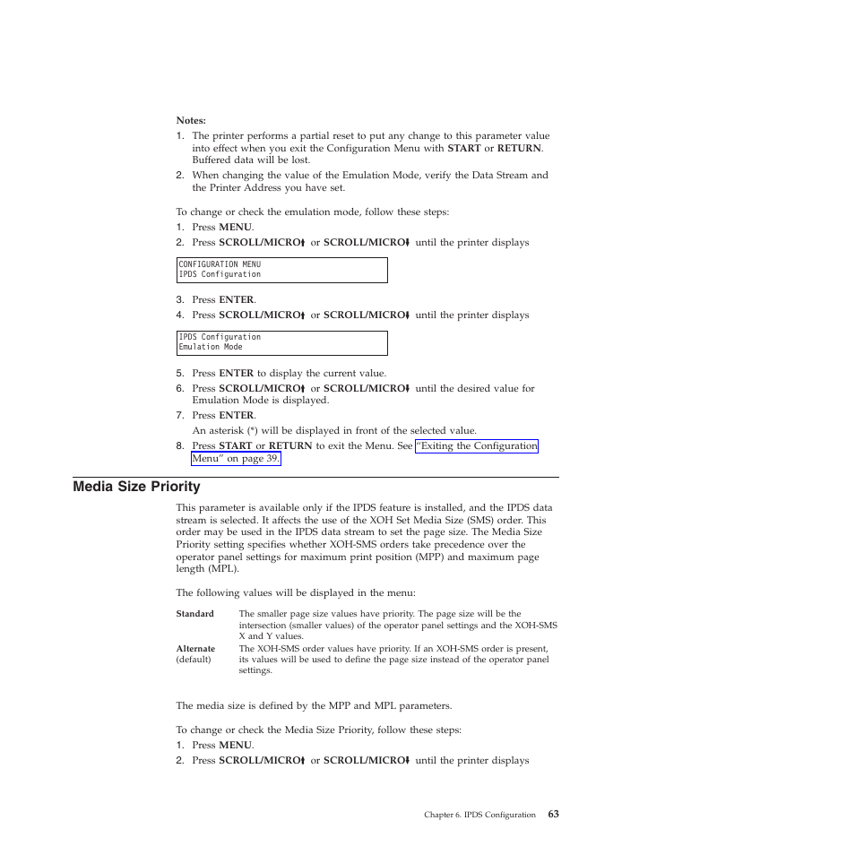 Media size priority | Compuprint 4247-X03 User Manual | Page 79 / 200