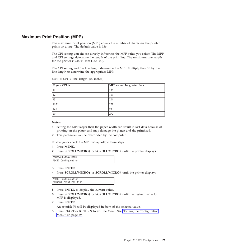 Maximum print position (mpp) | Compuprint 4247-X03 User Manual | Page 85 / 200
