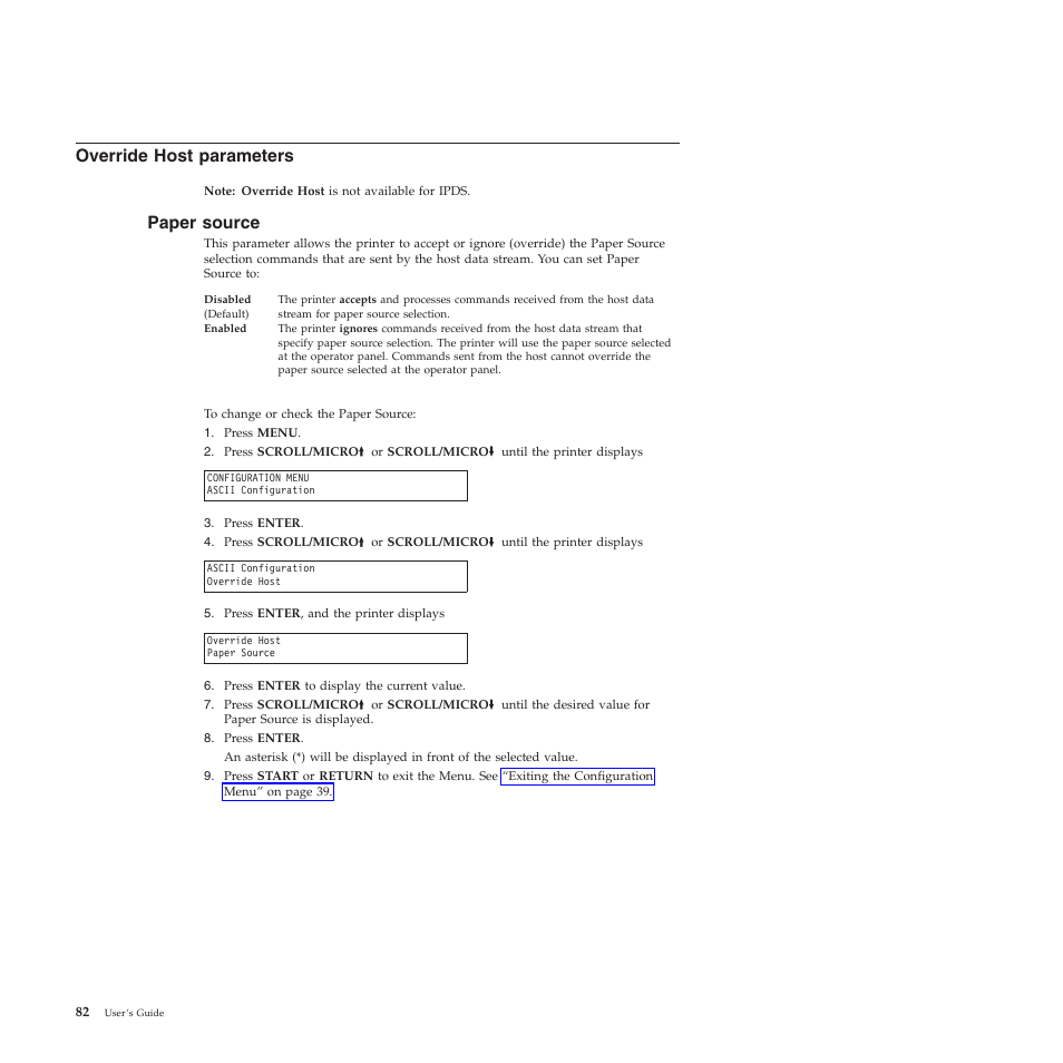 Override host parameters, Paper source | Compuprint 4247-X03 User Manual | Page 98 / 200