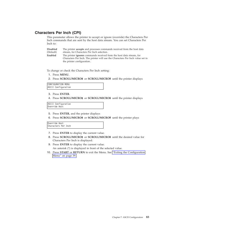 Characters per inch (cpi) | Compuprint 4247-X03 User Manual | Page 99 / 200