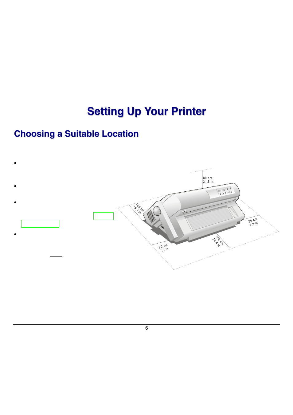 Setting up your printer, Choosing a suitable location | Compuprint 9058 User Manual | Page 12 / 145