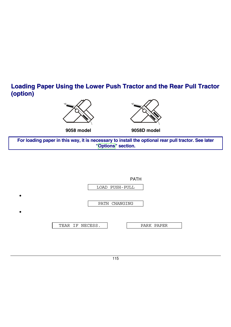 Pull tractor (option) | Compuprint 9058 User Manual | Page 121 / 145