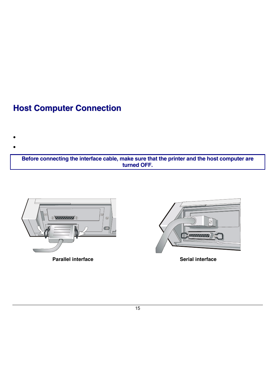 Host computer connection | Compuprint 9058 User Manual | Page 21 / 145