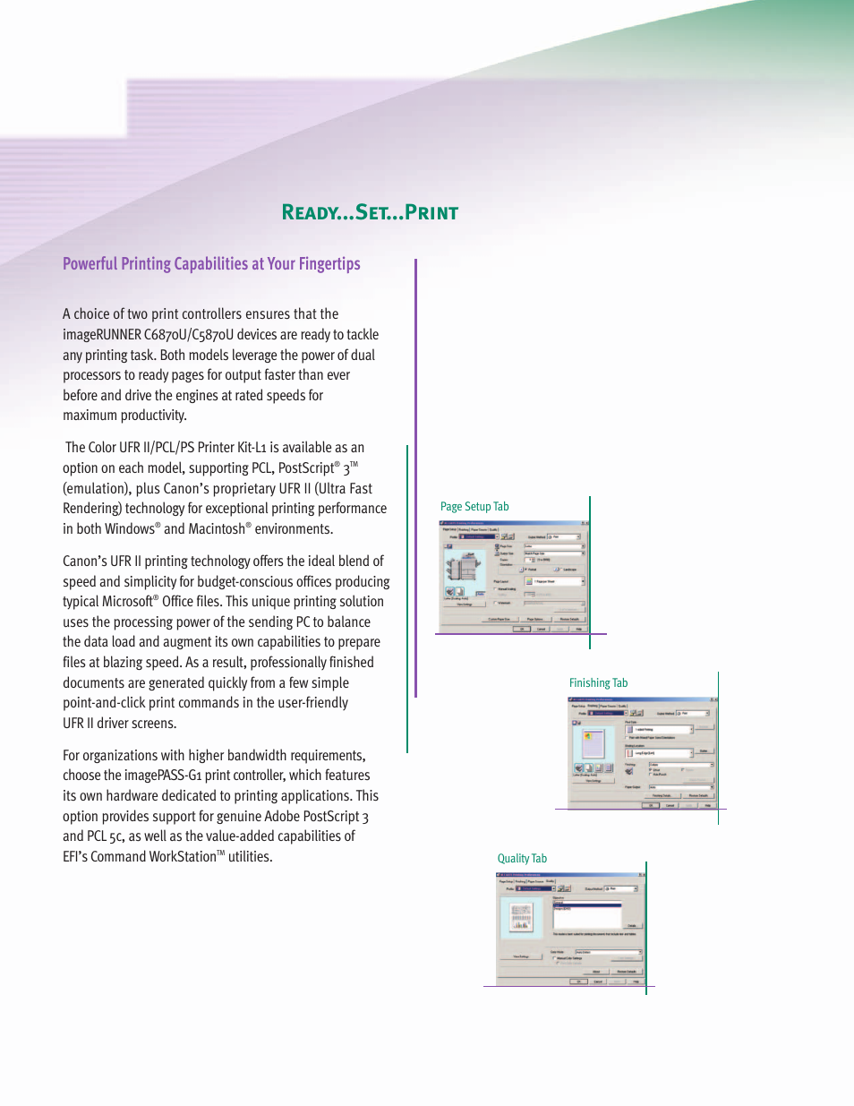 Ready...set...print, Powerful printing capabilities at your fingertips | Canon C5870U User Manual | Page 10 / 14