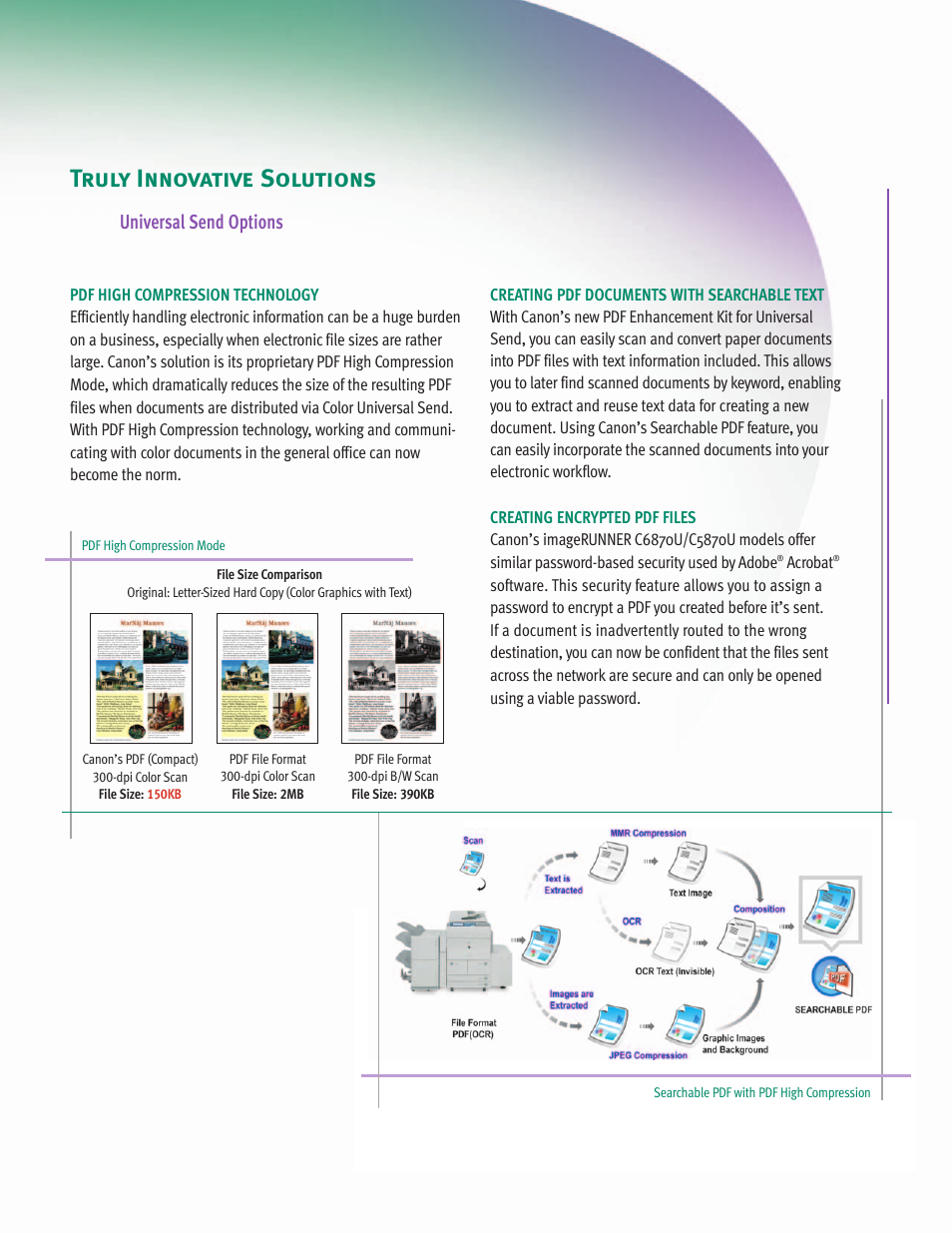 Truly innovative solutions, Universal send options | Canon C5870U User Manual | Page 9 / 14