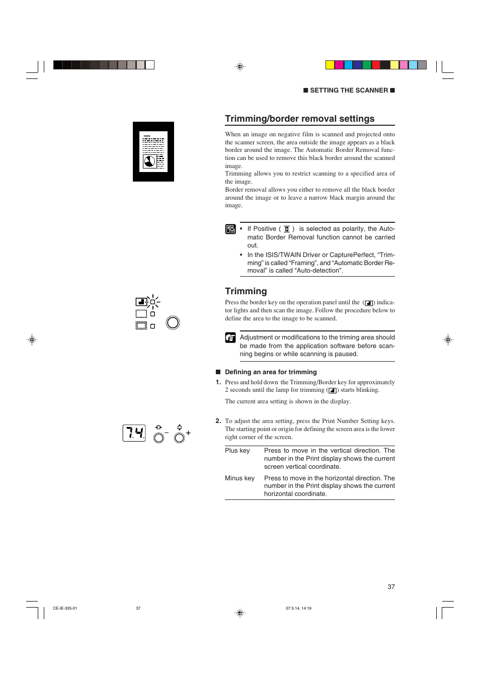 Trimming/border removal settings, Trimming | Canon 350II User Manual | Page 39 / 62