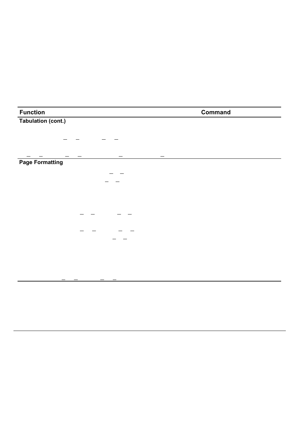 Function command, Move to dot line ( d, Inch n | 2, n, 0 (1 < d, 255) (1 < d, 127) esc ( v ( n, Vertical relative move by ( d, 4, n, 0 esc ( c ( n | Compuprint 9060LA
 Programmer Manual User Manual | Page 42 / 84