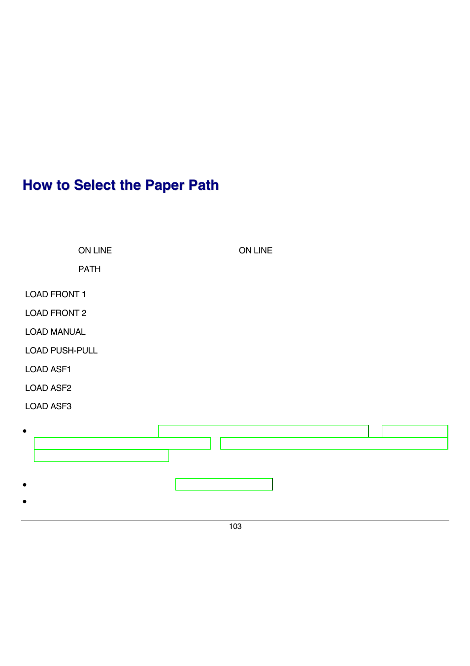 How to select the paper path | Compuprint 9070 User Manual | Page 108 / 171