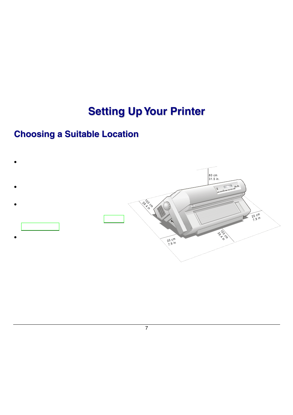 Setting up your printer, Choosing a suitable location | Compuprint 9070 User Manual | Page 12 / 171