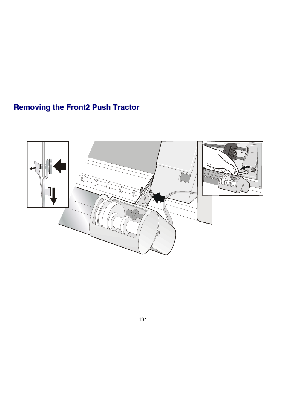 Removing the front2 push tractor | Compuprint 9070 User Manual | Page 142 / 171