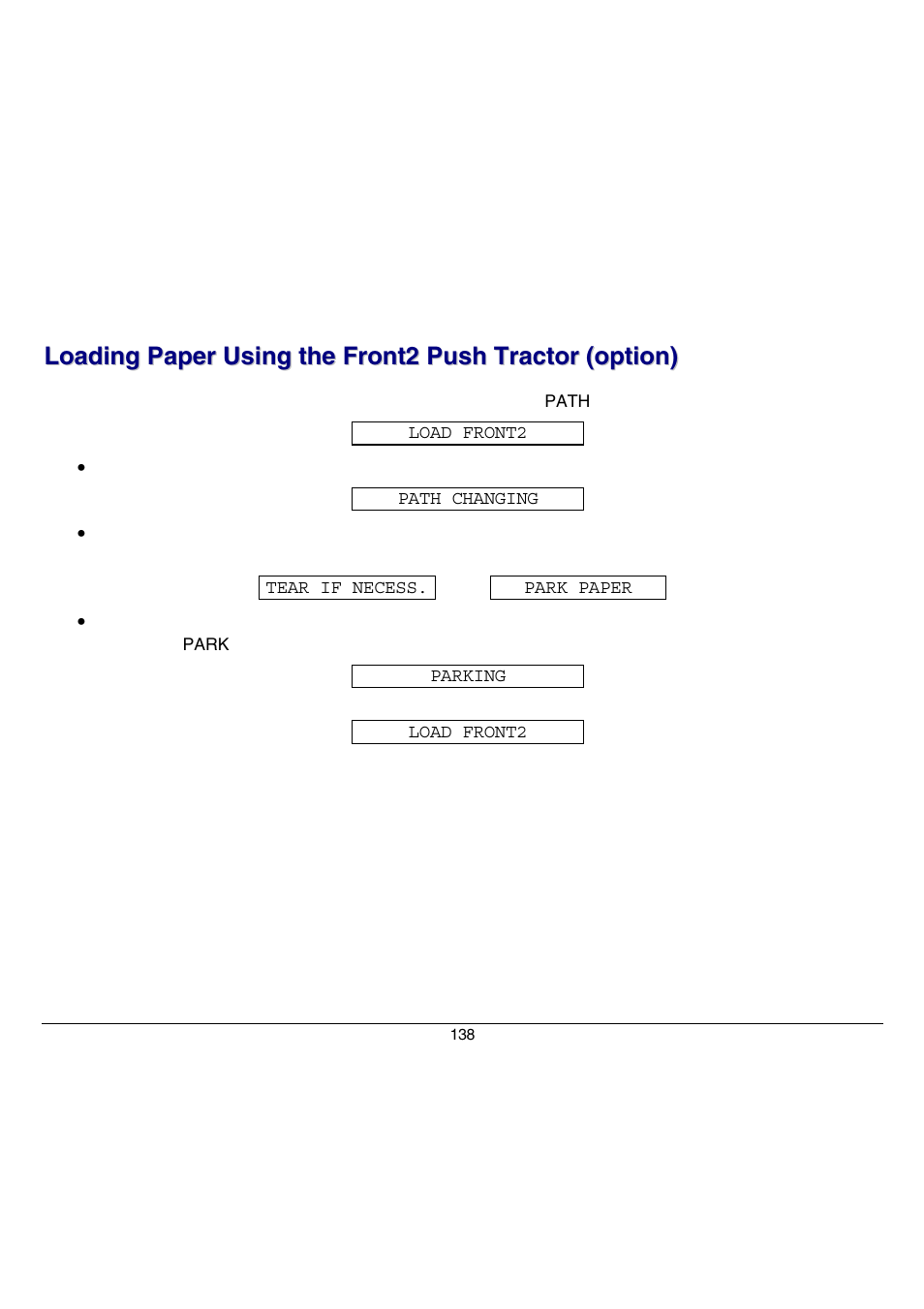 Ing paper, Using the front2 push tractor (option), Load | Compuprint 9070 User Manual | Page 143 / 171