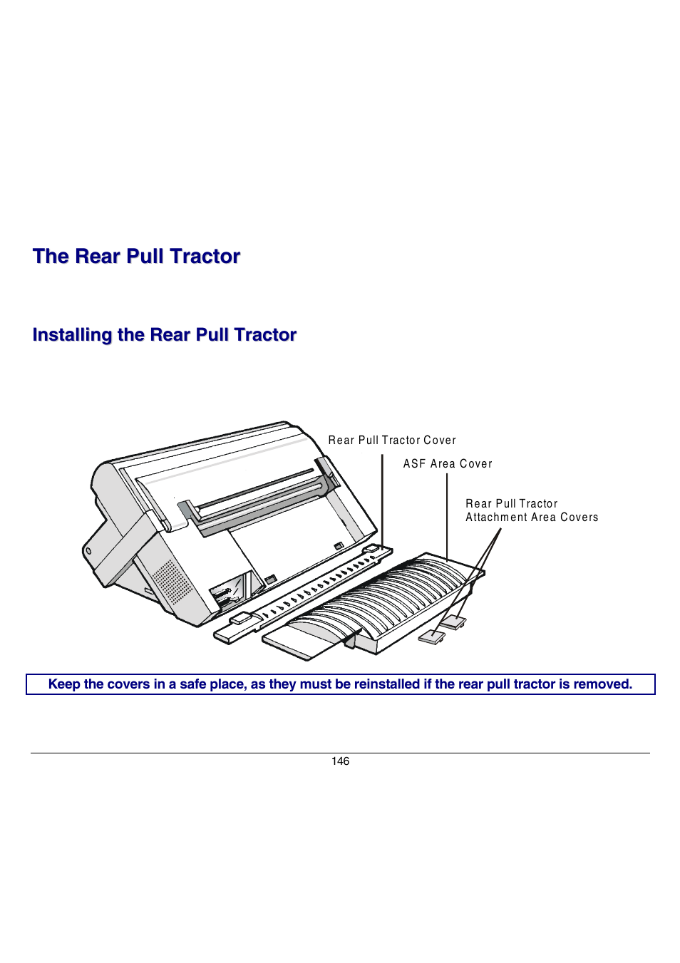 The rear pull tractor, Installing the rear pull tractor | Compuprint 9070 User Manual | Page 151 / 171