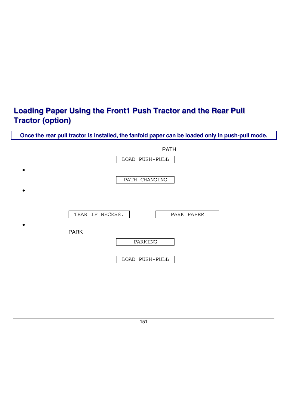 Ing paper using the front1 push tractor and, The rear pull tractor (option), When | Compuprint 9070 User Manual | Page 156 / 171