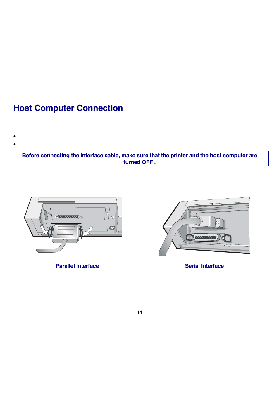 Host computer connection | Compuprint 9070 User Manual | Page 19 / 171