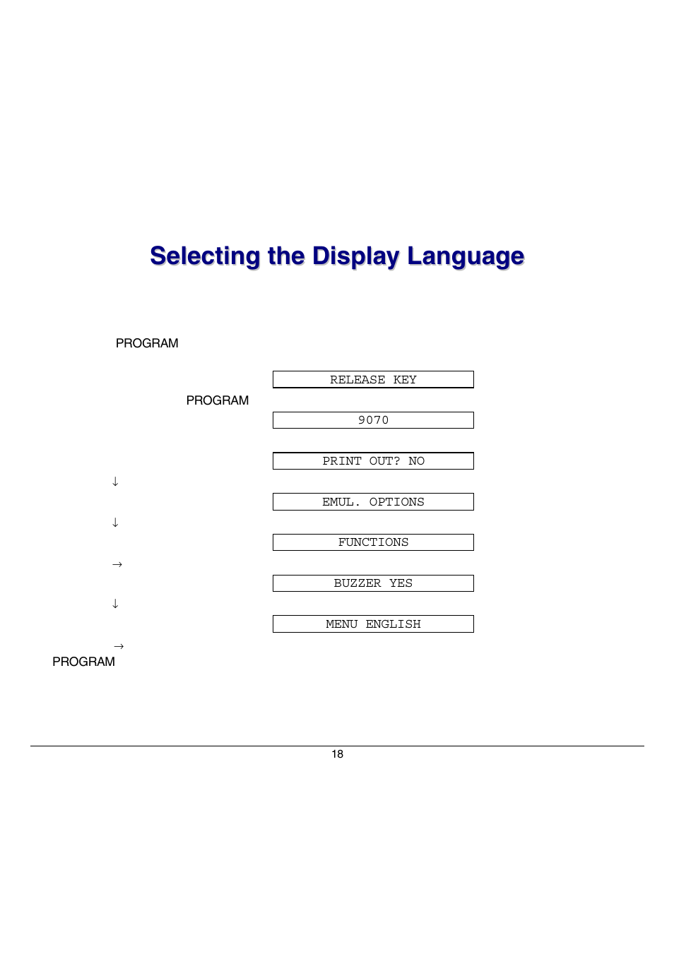 Selecting the display language | Compuprint 9070 User Manual | Page 23 / 171
